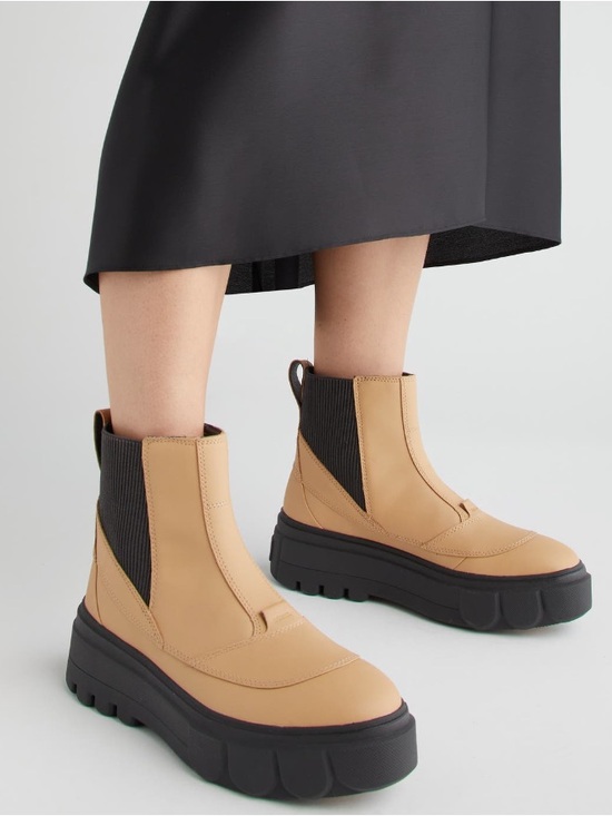 Sorel Shoes - Sorel Caribou X Waterproof Platform Chelsea Boot Canoe Tan & Black Women’s 10